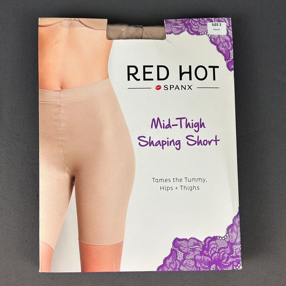 Red Hot Spanx Mid Thigh Shaping Short Size 2 Nude NEW